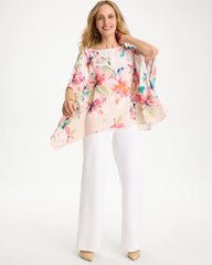 Chico's | Croix Collage Classic Poncho/ Calypso Coral