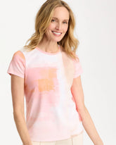 Chico's | Cotton Stretch Watercolor Cap Sleeve Tee/ Calypso Coral