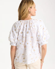 Chico's | Cotton Metallic Applique Embroidered Top/ Alabaster