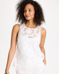 Chico's | Petal Lace Applique Tank/ Alabaster