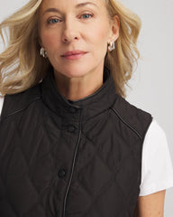 Chico's | Rib Trim Quilted Vest/ Black