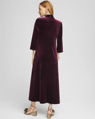 Chico's | V-Neck Velour Midi Dress/ Deep Raisin