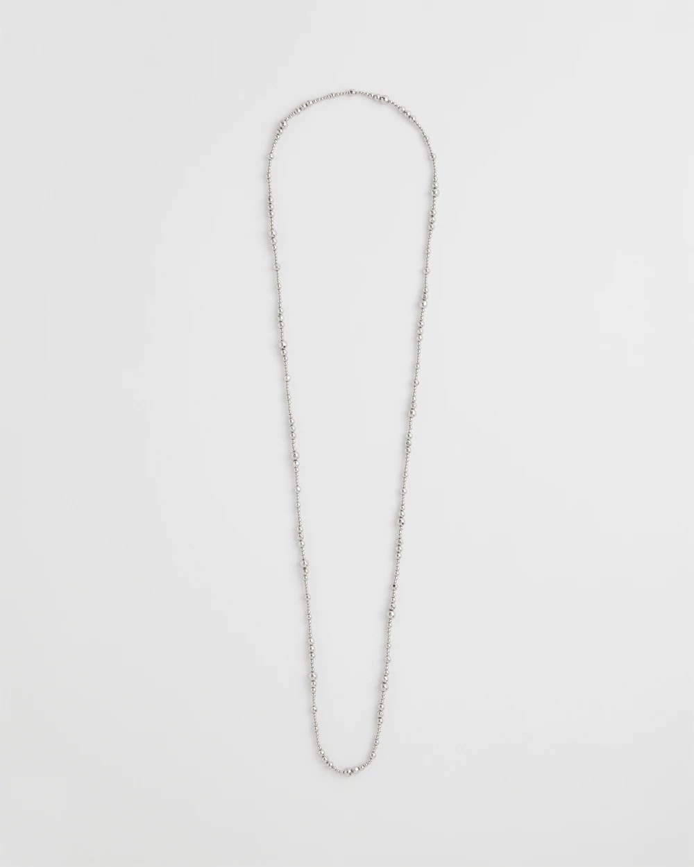 Chico's | Silvertone Long Beaded Necklace/ Silver