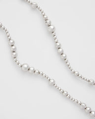 Chico's | Silvertone Long Beaded Necklace/ Silver