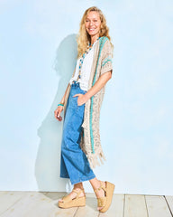 Chico's | Rainbow Crochet Pointelle Vest/ Bondi Blue