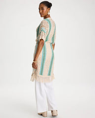 Chico's | Rainbow Crochet Pointelle Vest/ Bondi Blue