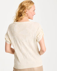 Chico's | Floral Jacquard Dolman Pullover Sweater/ Natural Cream