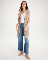 Chico's | Faucet V-Neck Long Cardigan Vest/ Smokey Taupe