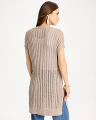 Chico's | Faucet V-Neck Long Cardigan Vest/ Smokey Taupe