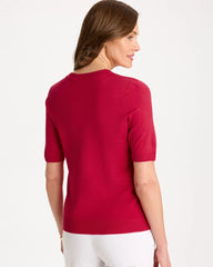 Chico's | Ella Short-Sleeve Sweater/ Cherry Lush