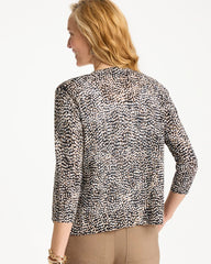 Chico's | Summer Romance Printed Cardigan/ Cattail Brown