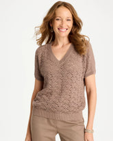 Chico's | Sequin Pointelle Pullover/ Topaz Smoke