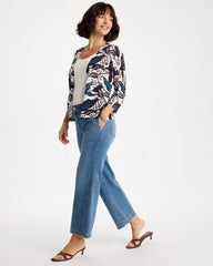 Chico's | Printed Summer Romance Cardigan/ Deep Brown