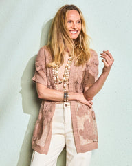 Chico's | Cotton-Blend Crochet Cocoon Cardigan/ Mocha Mousse