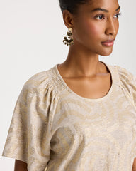Chico's | Cotton Foiled Shirred Tee/ Smokey Taupe