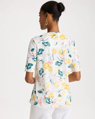 Chico's | Cotton Slub Printed Tee/ Limon