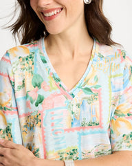 Chico's | Limoni Dolci Cotton Slub V-Neck Tee/ Bondi Blue
