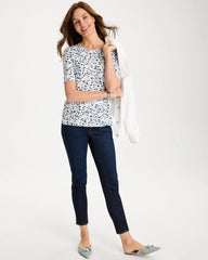 Chico's | Cotton Slub Printed Tee/ Bondi Blue