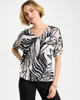 Chico's | Linen Ruched Palm Tee/ Smokey Taupe