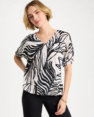Chico's | Linen Ruched Palm Tee/ Smokey Taupe