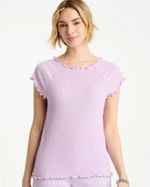 Chico's | Textured Knit Lettuce Raglan Tee/ Orchid Mist