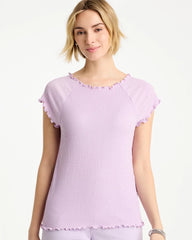 Chico's | Textured Knit Lettuce Raglan Tee/ Orchid Mist
