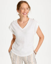 Chico's | Cotton Slub Epaulette Tee/ Alabaster