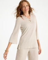 Chico's | Embroidered Linen Tee/ River Rock