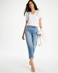 Chico's | Cotton Stretch Palm Sequin Tee/ Alabaster