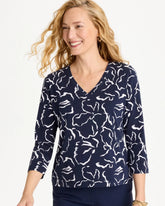 Chico's | Maya Cotton Stretch 3/4 Sleeve Tee/ Passport Blue