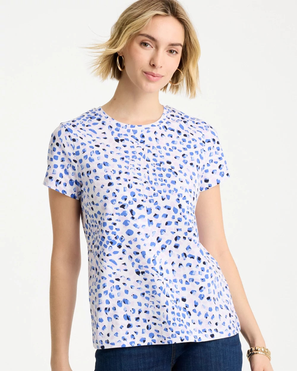 Chico's | Murano Cotton Stretch Cap Sleeve Tee/ Amparo Blue