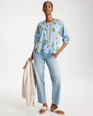 Chico's | Cotton Voile Printed Blouse/ Bondi Blue