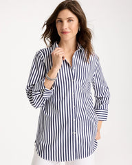 Chico's | No Iron™ Stretch Striped Shirt/ Passport Blue