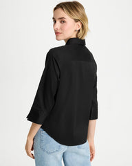 Chico's | Poplin Cotton Tie-Front Top/ Black