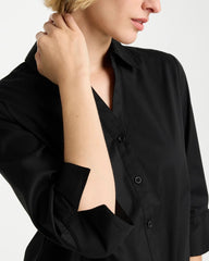 Chico's | Poplin Cotton Tie-Front Top/ Black