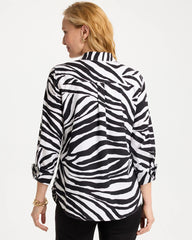 Chico's | No Iron™ Stretch Animal Print Shirt/ Black