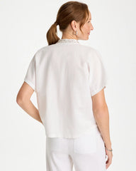 Chico's | Linen Embellished Popover Top/ Alabaster