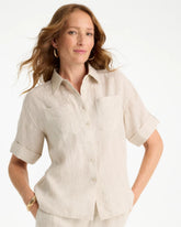 Chico's | Linen Camp Collared Shirt/ Oatmeal