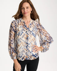 Chico's | Georgette Printed Blouse/ Passport Blue