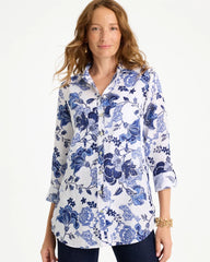Chico's | No Iron™ Linen Bloom Shirt/ Amparo Blue