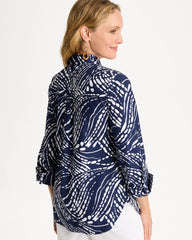 Chico's | Printed No Iron Stretch Shirt/ Passport Blue