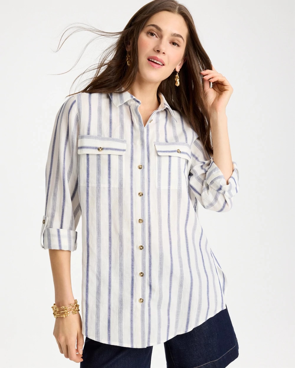 Chico's | Linen-Cotton Utility Tunic/ Indigo