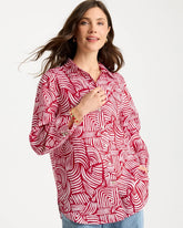 Chico's | No Iron™ Linen Geo Print Shirt/ Cherry Lush