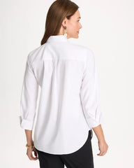 Chico's | Placed Print No Iron Stretch Shirt/ Optic White