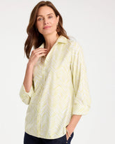 Chico's | Chevron No Iron Stretch Shirt/ Soft Lime