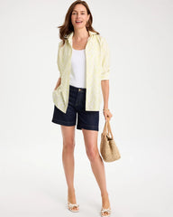 Chico's | Chevron No Iron Stretch Shirt/ Soft Lime