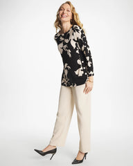 Chico's | Textured Straight Tapered Ankle Pants/ Pale Sand