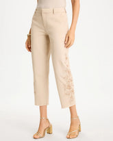 Chico's | Relaxed Embroidered Fray Crop Pant/ Pale Sand