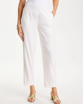 Chico's | Soft-Stretch Linen Straight Tapered Ankle Pants/ Alabaster