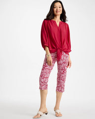 Chico's | Brigitte™ Slim Geo Pull-On Capri Pant/ Cherry Lush
